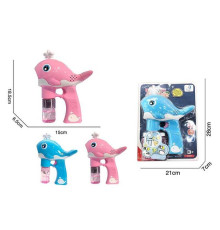 Пістолет з мильними бульбашками 6265 (48/2) 2 кольори, "Кит", на батарейках, музика, підсвічування, 2 пляшки мильного розчину, автоматичний принцип, на листі