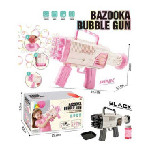 Пістолет з мильними бульбашками HT 027 (60/2) 2 кольори, на батарейках, автоматичний принцип роботи, мильний розчин, мисочка, в коробці