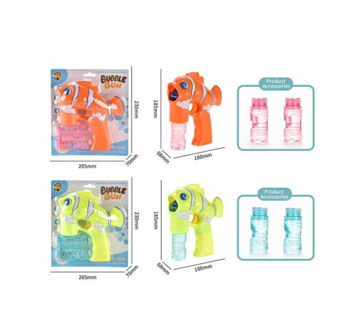 Пістолет з мильними бульбашками MY 10094 Y-2 (72/2) 2 кольори, "Риба-клоун", підсвічування, 2 мильних розчини, автоматичний принцип, музика, на батарейках, на листі Пістолет з мильними бульбашками MY 10094 Y-2 (72/2) 2 кольори, "Риба-клоун", підсвічування, 2 мильних розчини, автоматичний принцип, музика, на батарейках, на листі