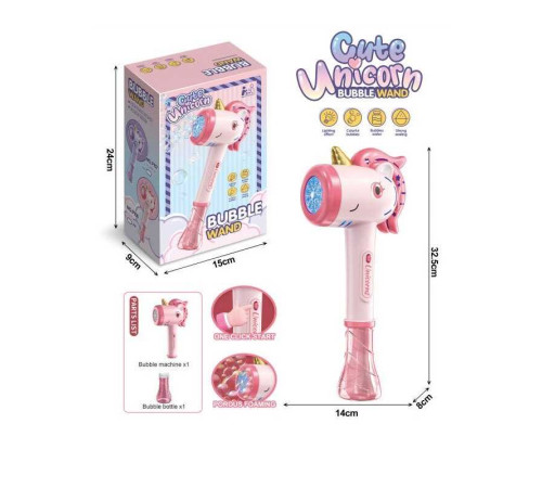 Установка з мильними бульбашками P 158 (36) “Єдиноріг”, 14х8х24 см, підсвічування, автоматичний принцип роботи, на батарейках, в коробці