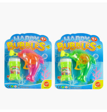 Пістолет з мильними бульбашками 9907 A (216/2) 2 кольори, механічний, прозорий корпус, пляшечка із мильною рідиною, на листі