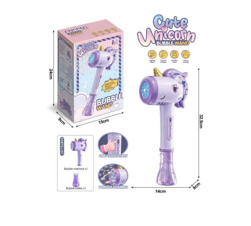 Установка з мильними бульбашками P 157 (36) “Єдиноріг”, 14х8х24 см, підсвічування, автоматичний принцип роботи, на батарейках, в коробці Установка з мильними бульбашками P 157 (36) “Єдиноріг”, 14х8х24 см, підсвічування, автоматичний принцип роботи, на батарейках, в коробці