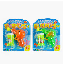 Пістолет з мильними бульбашками 9908 A (216/2) 2 кольори, механічний, прозорий корпус, пляшечка із мильною рідиною, на листі