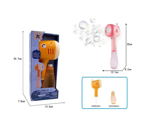Пістолет з мильними бульбашками 531 A (36) 2 види, підсвічування, мелодія, 2 режими, пляшечка з мильним розчином, автоматичний, в коробці Пістолет з мильними бульбашками 531 A (36) 2 види, підсвічування, мелодія, 2 режими, пляшечка з мильним розчином, автоматичний, в коробці