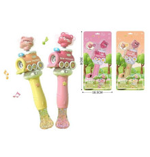 Установка з мильними бульбашками 2203 (40) 2 кольори, підсвічування, звук, 2 режими, автоматичний принцип, висота 36см, пляшечка з мильним розчином, на листі