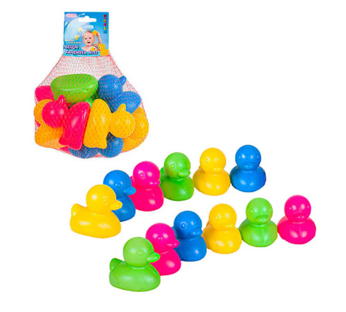 гр Іграшки для ванни "Веселі каченята 12" 1256 (12) "Bamsic", 12 штук, у сітці