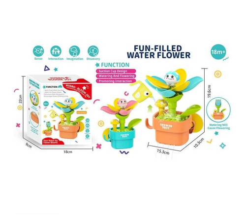 Гра для ванни 52122 (36) 2 кольори, “Водна квітка”, на присосках, рухомі елементи, кухлик, в коробці
