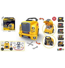 Машина-конструктор D 001-1 (9) 59 деталей, звук, підсвічування, коробка передач, деталі, інструменти, наліпки, в коробці