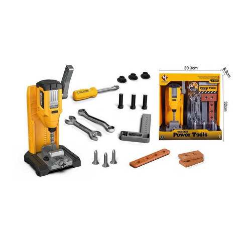 Набір інструментів T 038 (12) дриль, механічне обертання, підсвічування, звуки, на батарейках, лещата, гайкові ключі, в коробці