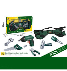 Набір інструментів G 269 (24) автоматичний шуруповерт, реверс, гайковий ключ, пила, молоток, викрутка, плоскогубці, пояс для інструментів, в коробці