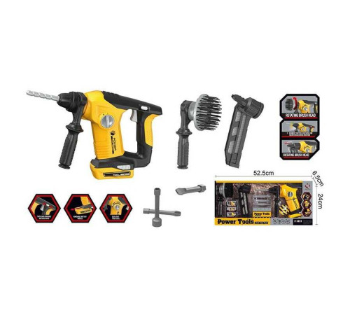 Електричний інструмент T 023 (12) підсвічування, 3 насадки, дриль, цвяхозабивний пістолет, полірувальна щітка, в коробці