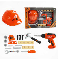 Набір інструментів 778-29 (36/2) 19 елементів, механічний дриль, будівельна рулетка, каска, в коробці