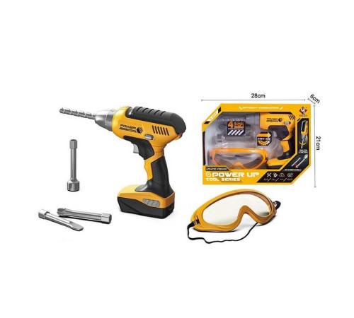 Набір інструментів T 039 (36) дриль, підсвічування, на батарейках, автоматичний принцип роботи, реверс, насадки, маска, в коробці