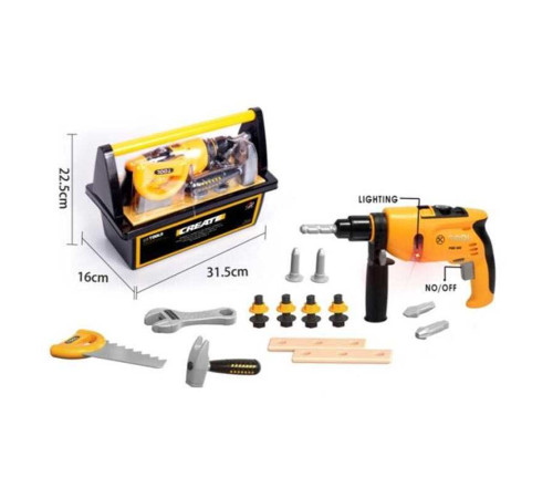 Набір інструментів G 278 (24/2) автоматичний шуруповерт з підсвічуванням, гайковий ключ, пила, молоток, деталі для збирання, в боксі