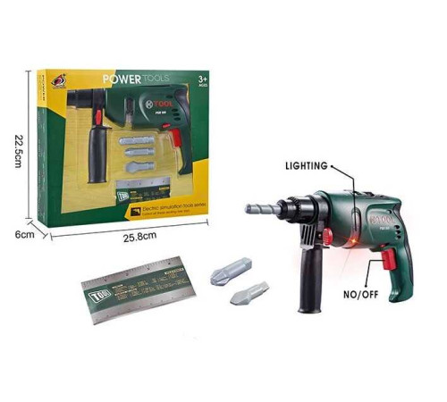 Дриль 0223-13 (48/2) підсвічування, на батарейках, 3 насадки, на батарейках, в коробці