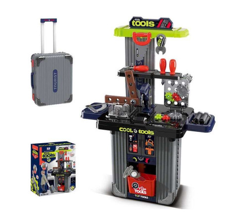 Набір інструментів 008-102 (8) верстат, валіза, молоток, тиски, пилка, викрутки, гайковий ключ, болти, в коробці