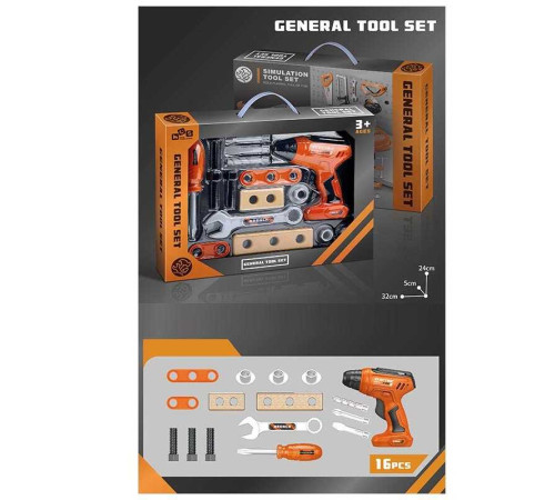 Набір інструментів 778-89 (72/2) 16 елементів, механічний шуруповерт, викрутка, тренувальні бруски, в коробці