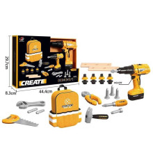 Набір інструментів 0223-25 (20/2) 24 елементи, шурупокрут на батарейках, рюкзак для інструментів, тренувальні бруски, в коробці