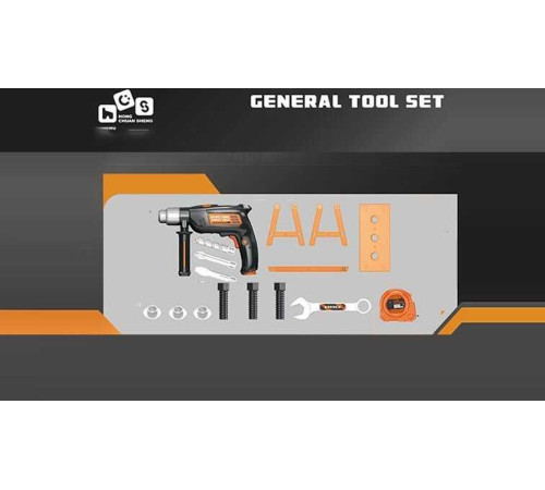 Набір інструментів 778-76 (48/2) 17 елементів, дриль, на батарейках, реверс, насадки, болти, гайковий ключ, рулетка, в пакеті