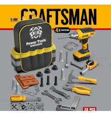 Набір інструментів T 025 (18) 28 аксесуарів, дриль із підсвічуванням, на батарейках, рюкзак, рулетка, плоскогубці, викрутка, молоток, у коробці