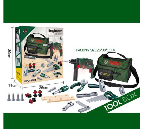 Набір інструментів G 238 (20/2) 27 елементів, підсвічування, дриль на батарейках, сумка для інструментів, тренувальні бруски, в коробці