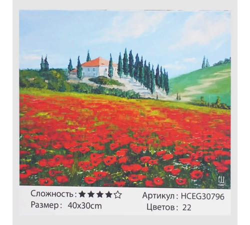 Картина за номерами HCEG 30796 (30) "TK Group", "Макове поле", 40*30см, в коробці