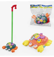 Каталка 377 (72/2) "Крабик", 2 кольори, дзвіночок, рухливі лапки, шестерні, в пакеті