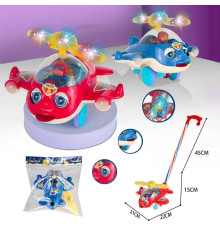 Каталка 701 (48/2) 2 кольори, “Гвинтокрил”, з дзвіночком, підсвічування, на батарейках, на паличці, рухливі елементи, в пакеті