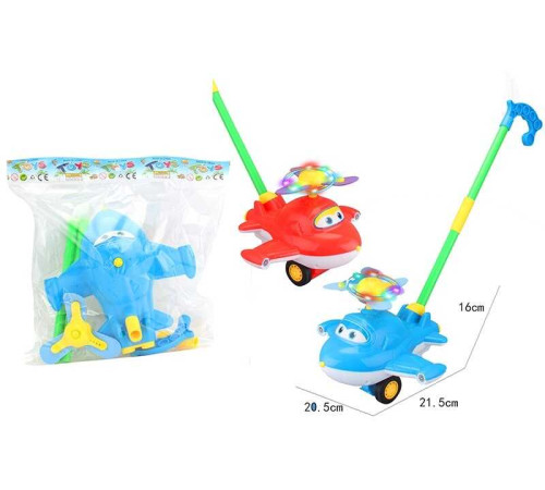 Каталка 9909 A (72/2) 2 кольори, “Літак”, підсвічування, дзвоник, на паличці, у пакеті – в наличии! Купите сейчас у KAZKOVA