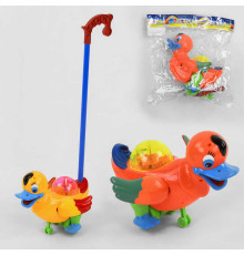 Каталка Каченя 316 (72/2) 2 види, світло, дзвіночок, з ручкою, в пакеті