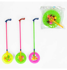 Каталка-колесо 866 А (240/2) 3 кольори, світло, тріскачка, 1 шт у пакеті, ВИДАЄТЬСЯ ТІЛЬКИ МІКС ВИДІВ