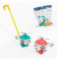 Каталка 198-19 (72/2) 2 види, "Вертоліт" на палиці, дзвіночок, пропелер, в пакеті