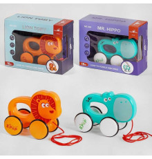 Каталка 328 / 329 (48/2) 2 види, лев, бегемот, в коробці