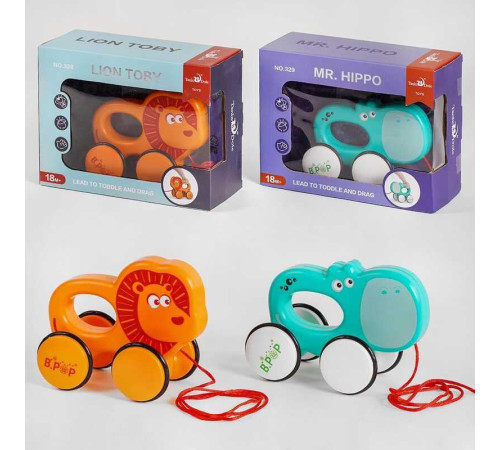 Каталка 328 / 329 (48/2) 2 види, лев, бегемот, в коробці – в наличии! Купите сейчас у KAZKOVA