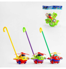 Каталка 0323 (72/2) "Вертоліт", 3 кольори, на паличці, з дзвіночком, у пакеті, ВИДАЄТЬСЯ ТІЛЬКИ МІКС ВИДІВ