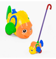 Каталка 0366 (96/2) "Рибка" на паличці, з брязкальцем, рухає плавниками, в пакеті