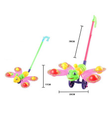 Каталка 198-2 (96/2) 2 види, "Метелик", брязкальця, висота 38 см, в пакеті