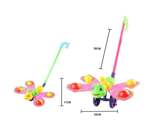 Каталка 198-2 (96/2) 2 види, "Метелик", брязкальця, висота 38 см, в пакеті – в наличии! Купите сейчас у KAZKOVA