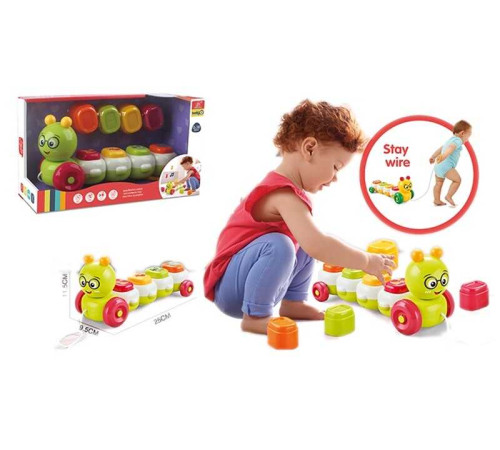 Каталка музична 898-2023 (36/2) "Гусеничка", веселі мелодії, звукова імітація сміху, літери англійською, тваринки, в коробці – в наличии! Купите сейчас у KAZKOVA