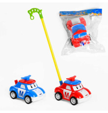 Каталка 198-20 (72/2) "Машинка" 2 кольори, на палиці, з пискавкою, в пакеті