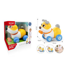 Каталка музична HE 0553 (12) “Собачка”, сенсорна голова, реагує на кістку, звуки, мелодії, підсвічування, тріскачки, в коробці