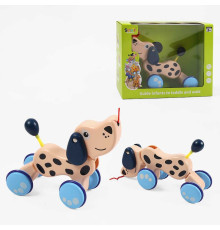 Каталка 338 (48) "Собачка", мотузочка, гумові накладки на колесах, в коробці