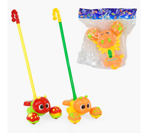 Каталка 0350 (96/2) "Крабик" на паличці, з брязкальцем, 2 кольори, в пакеті – в наличии! Купите сейчас у KAZKOVA