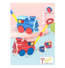 Каталка 8525 (48/2) “Паровозик”, на паличці, рухомі шестерні, шнурочок та кільце, в пакеті