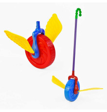 Каталка 0355 (96/2) "Колесо" з тріскачкою, махає крилами, 2 кольори, на паличці, у пакеті