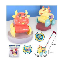 Каталка 380 (72/2) 2 кольори, “Бичок”, на паличці, з дзвіночком, у пакеті