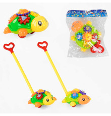 Каталка Черепашка 0391 (48/2) 2 види, з дзвіночком, з ручкою, в пакеті