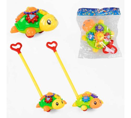 Каталка Черепашка 0391 (48/2) 2 види, з дзвіночком, з ручкою, в пакеті – в наличии! Купите сейчас у KAZKOVA