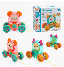 Каталка SW 70-2 (36) “Ведмедик”, 2 кольори, рухливі шестерні, брязкання, в коробці