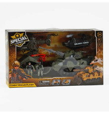 Набір військової техніки G 3109-59 (12) гелікоптер, танк, моторний човен з запускачем снарядів, 2 фігурки військових, рухомі елементи, в коробці